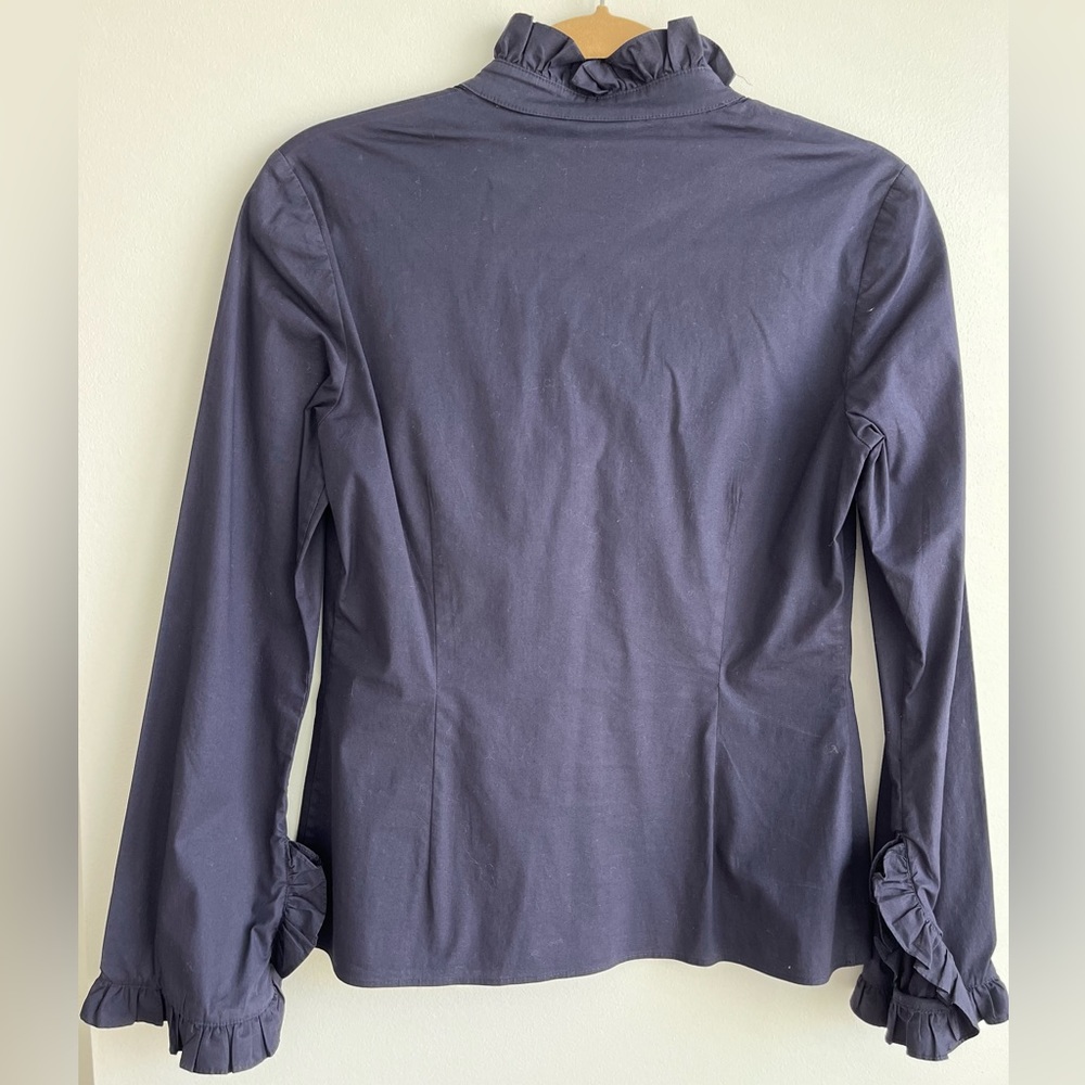 Tory Burch Navy Ruffled Blouse - Picture 4 of 4